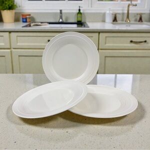 Mikasa Swirl White Dinner Plates Set of 3 Classic White Rim